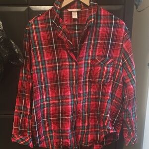 Victoria's Secret Red and Green Plaid Casual Shirt/pants